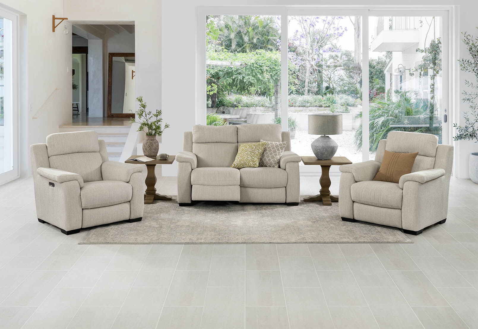 CAPELLO - Fabric 2 Seater Sofa with 2 Inbuilt Electric Recliners CAPELLO