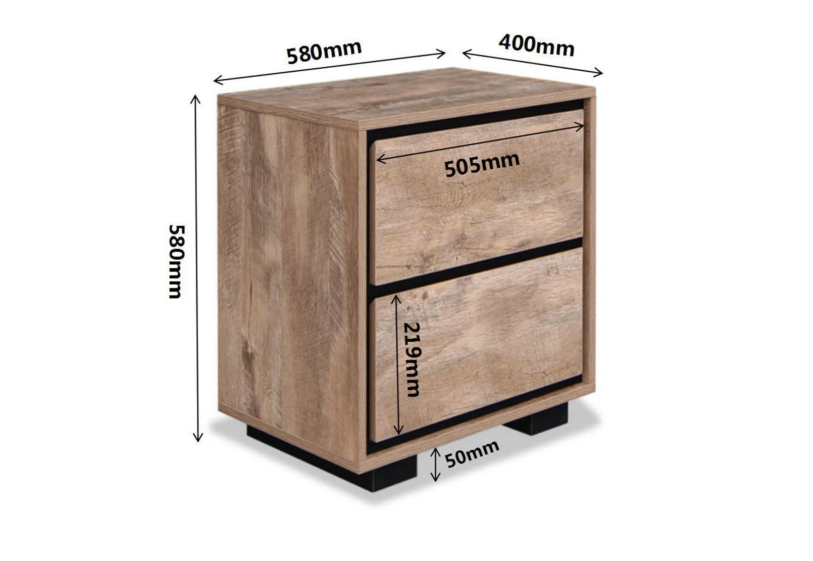 NICHOLSON - 2 Drawer Bedside NICHOLSON