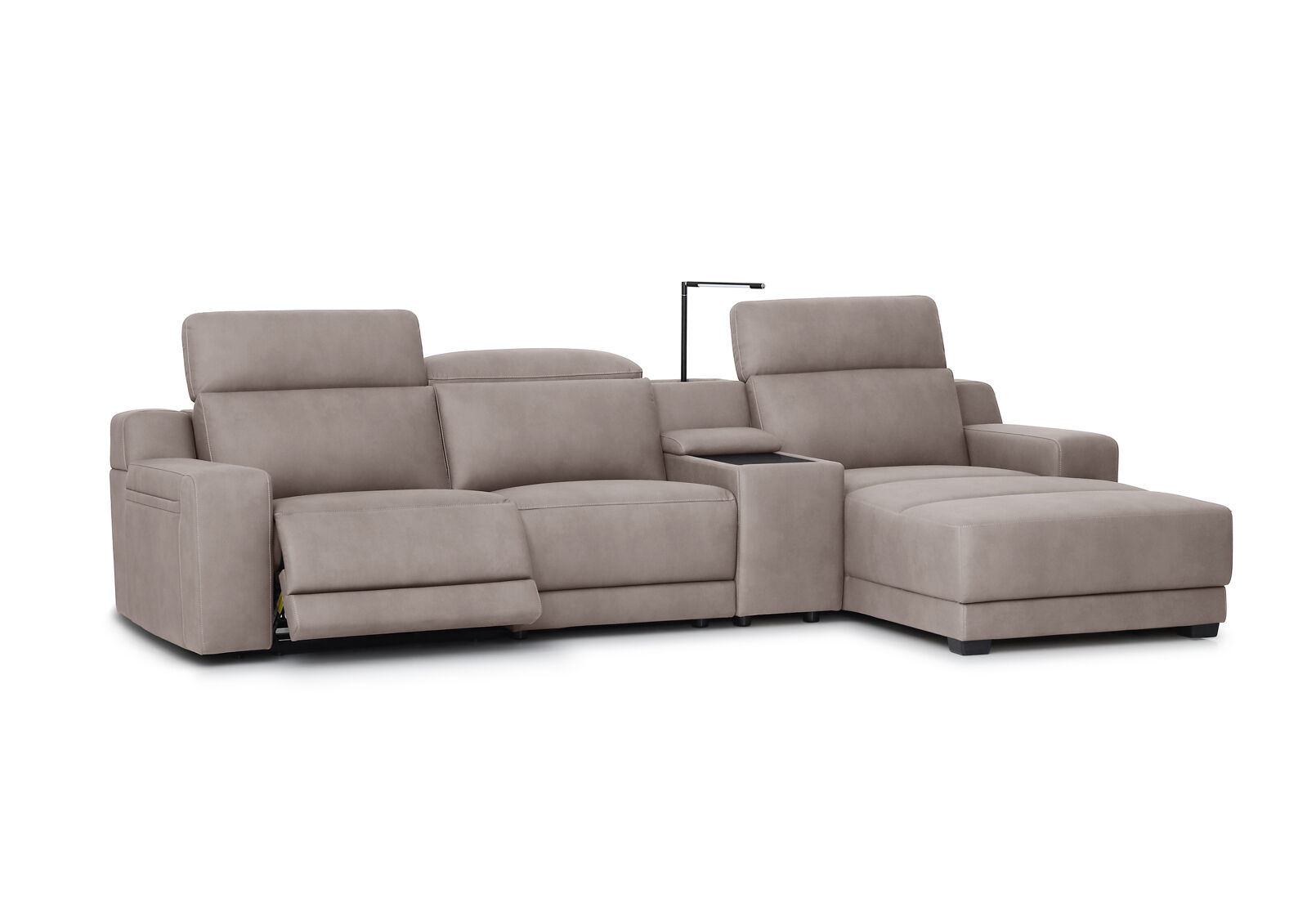 VANTRO FABRIC - 3 Seater RHF Chaise with Console and Inbuilt Electric Recliner VANTRO FABRIC