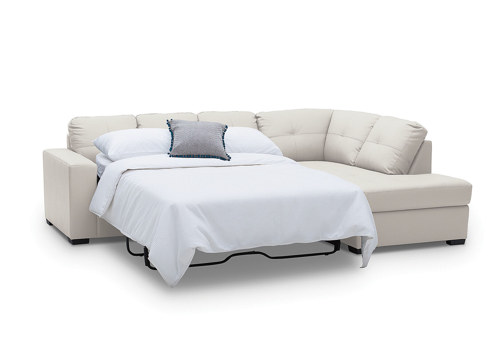 DIAMOND - Leather-Look Right-Hand Facing Corner Chaise with Sofa Bed DIAMOND