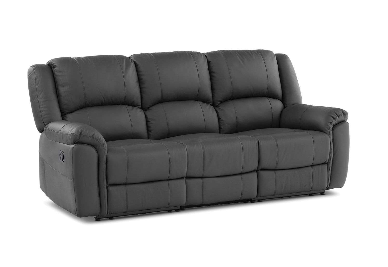 GEOFFREY - Leather 3 Seat Sofa with 2 Inbuilt Manual Recliners GEOFFREY