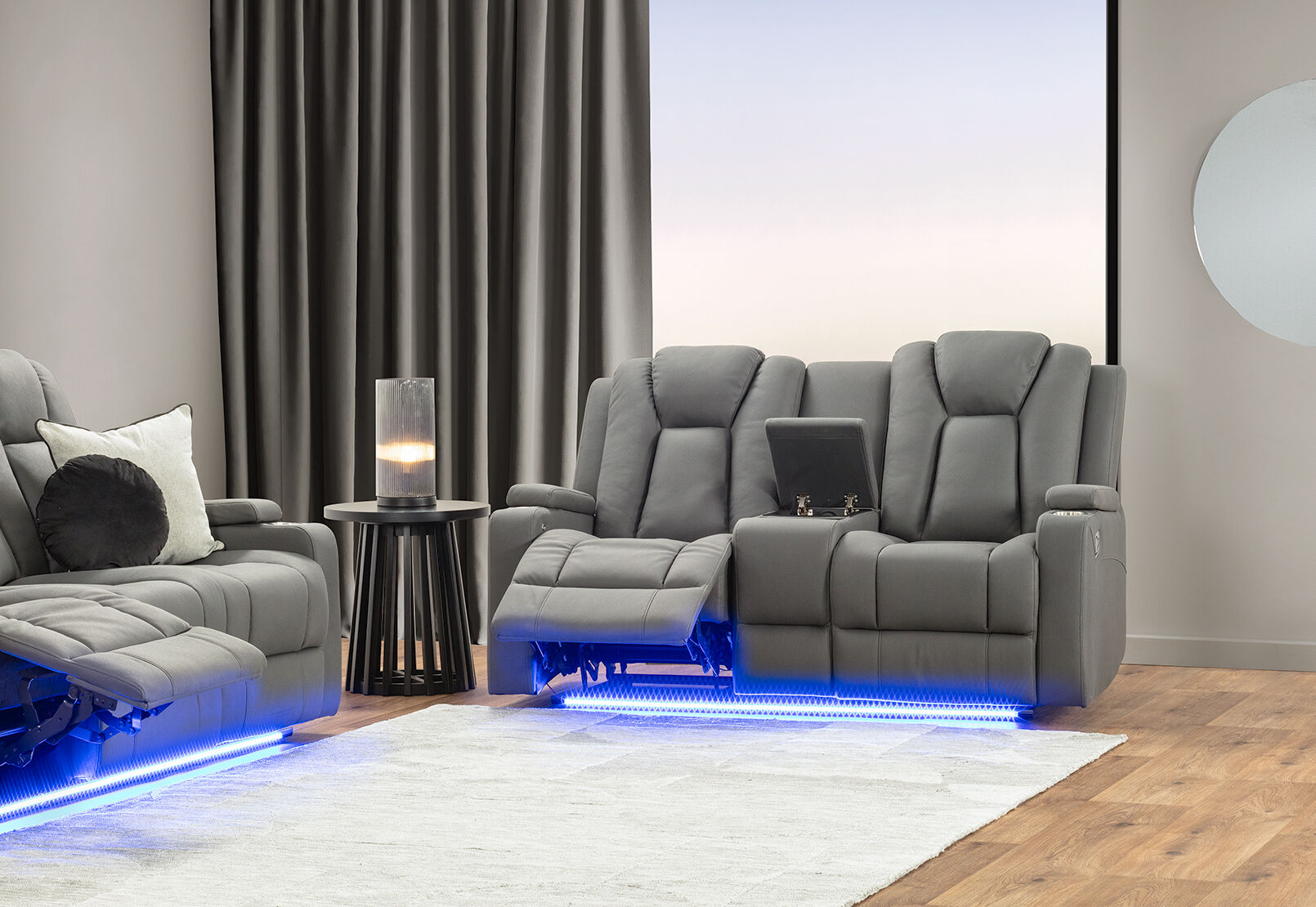 TRAVIS FABRIC - 2 Seater with Recliners and Console TRAVIS FABRIC