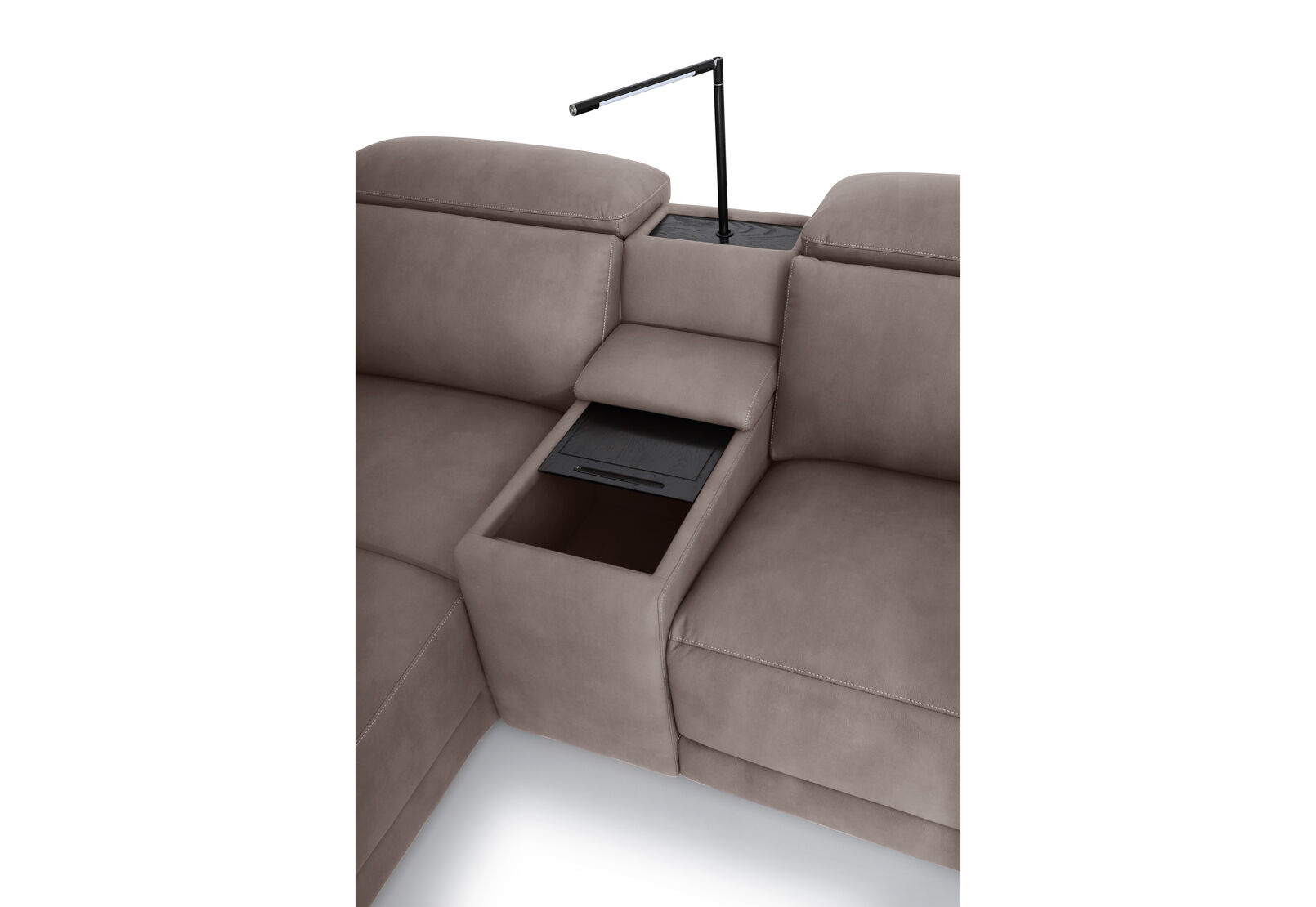 VANTRO FABRIC - 3 Seater LHF Chaise with Console and Inbuilt Electric Recliner VANTRO FABRIC