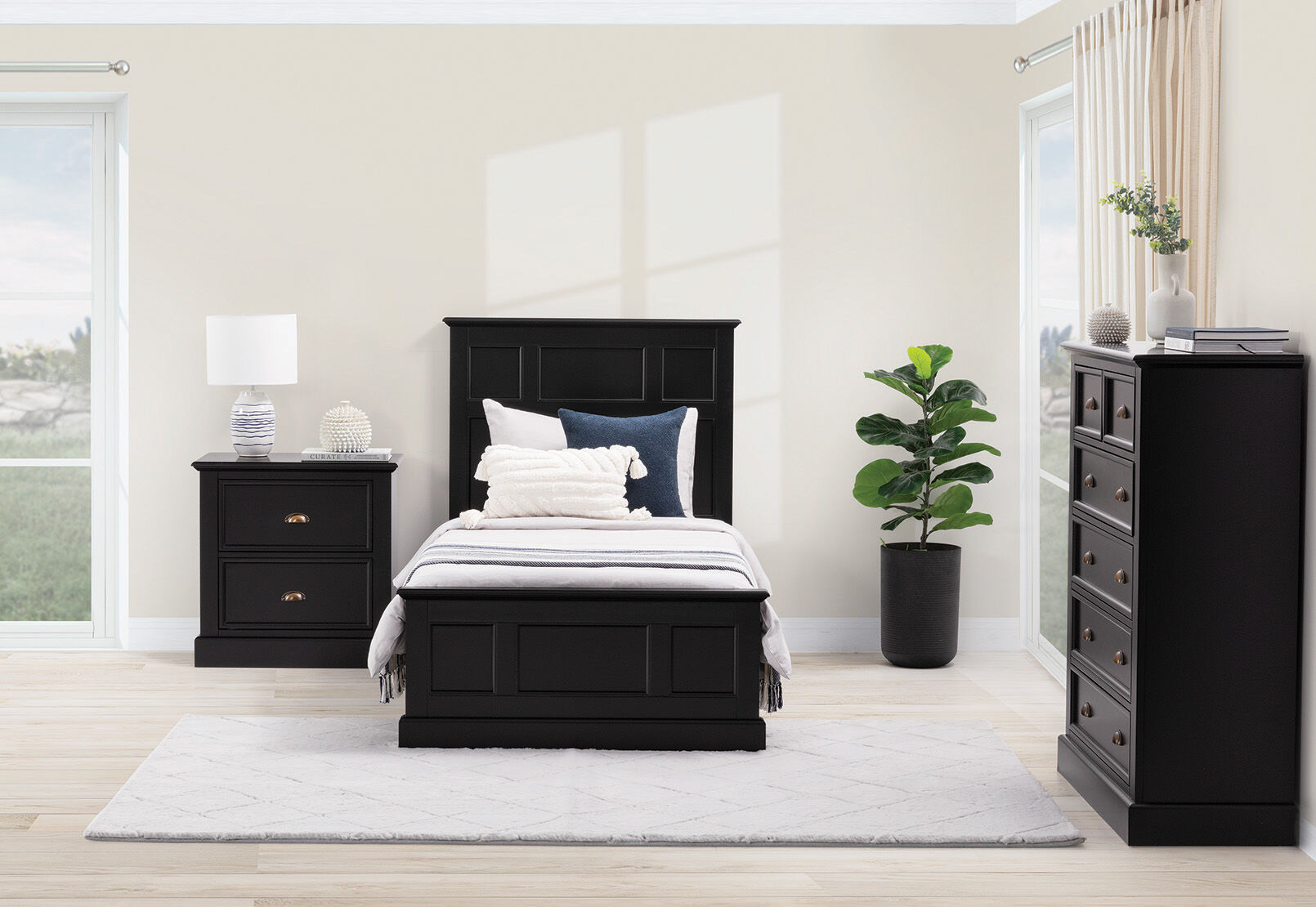 BLACK CHRYSTELLE King Single Bed