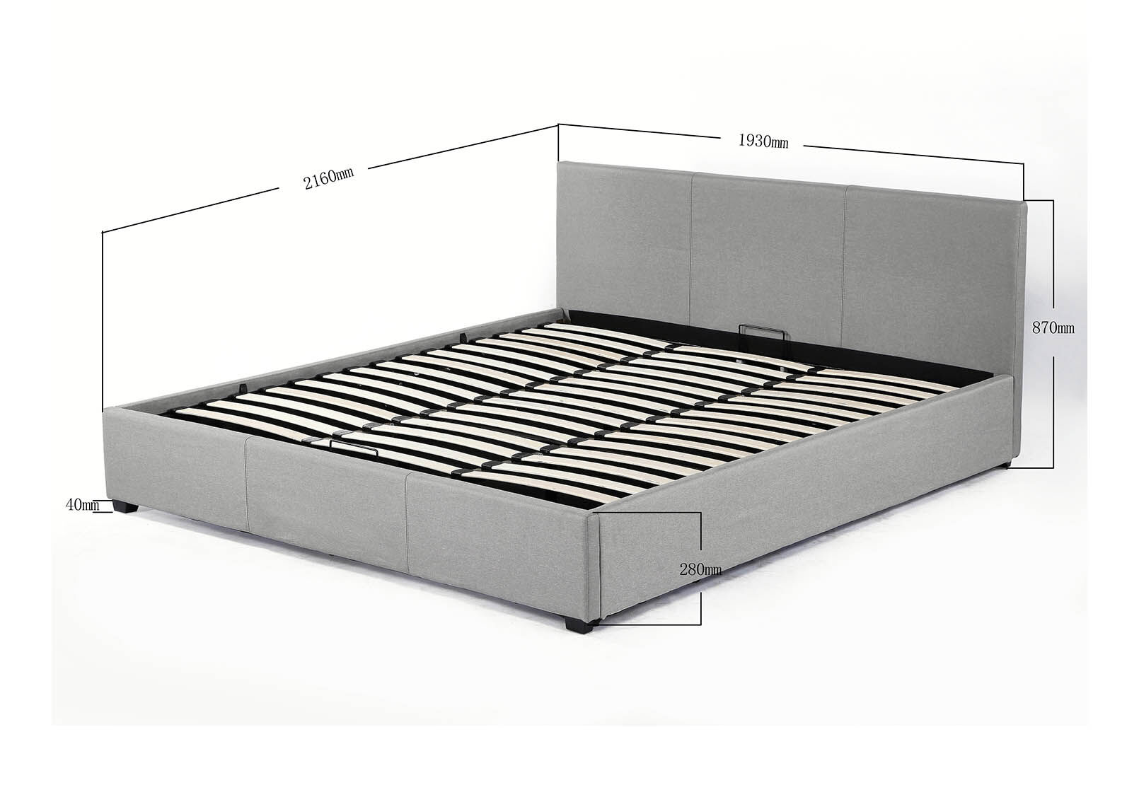 PAGOSA - Light Grey King Lift Bed PAGOSA