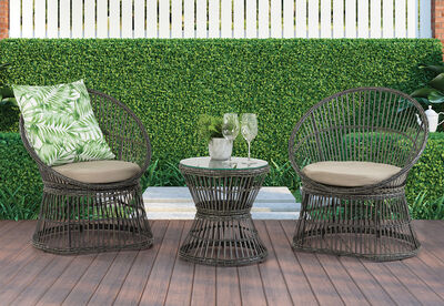 ORTIZ - Grey 3 Piece Outdoor Patio Set