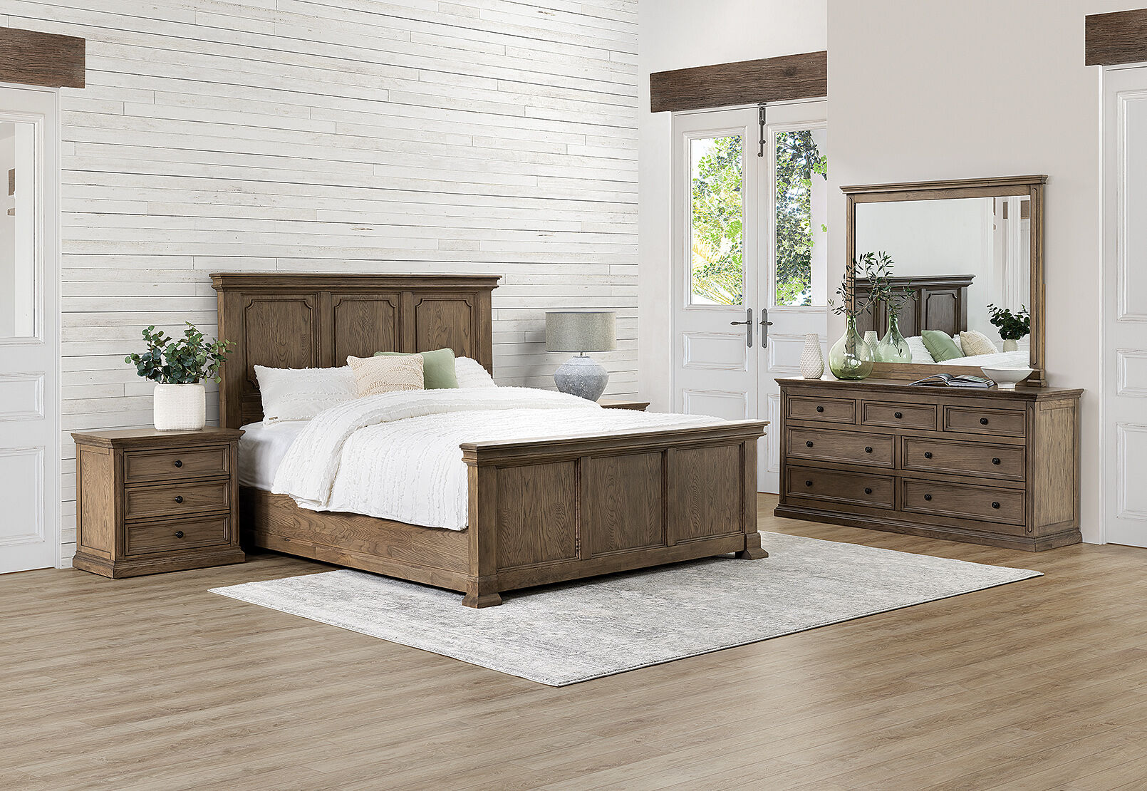 AMERICAN OAK LA SALLE 4 Piece King Bed Suite with Dresser Amart Furniture