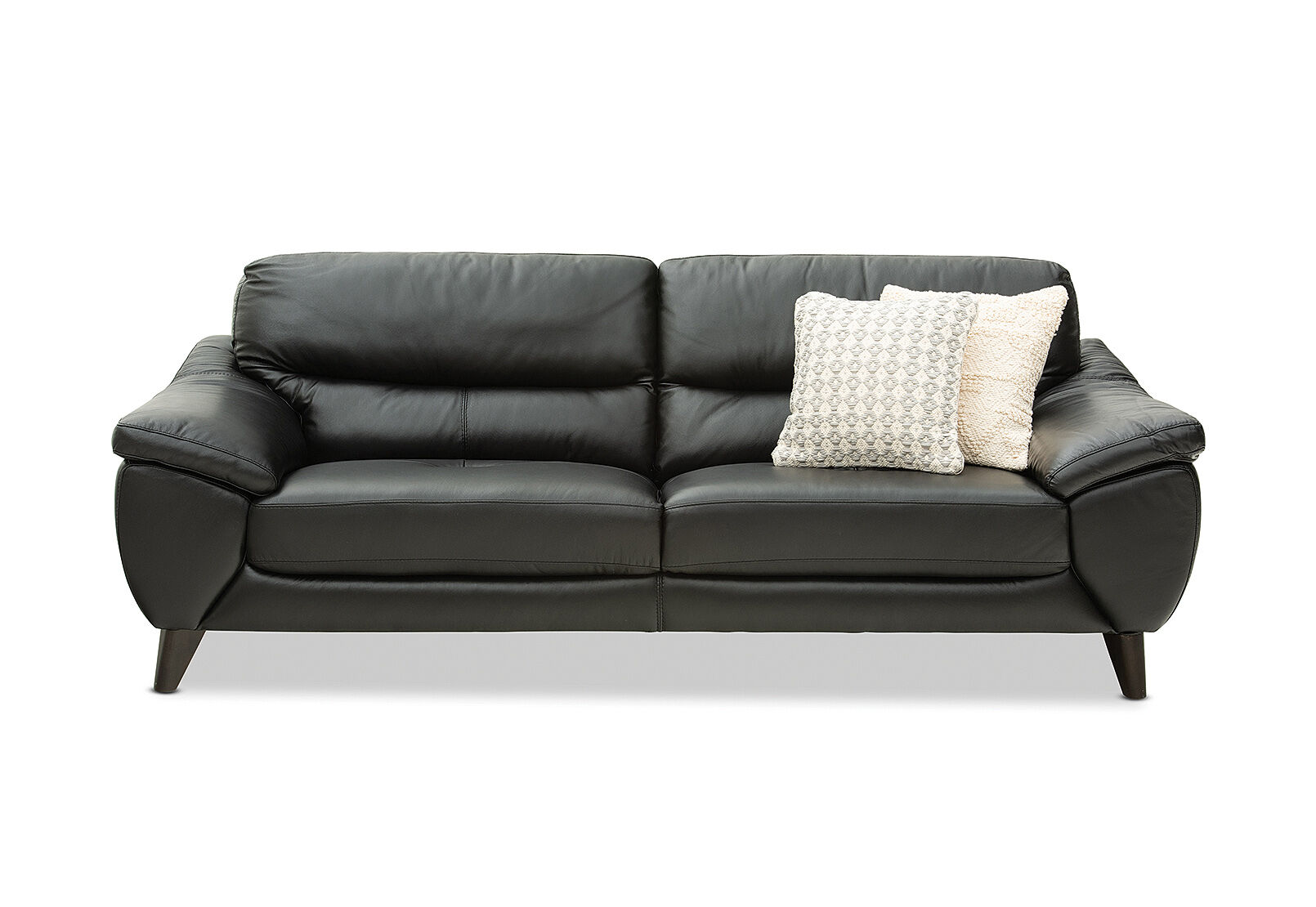 Black Cohen Leather 3 Seater Amart Furniture