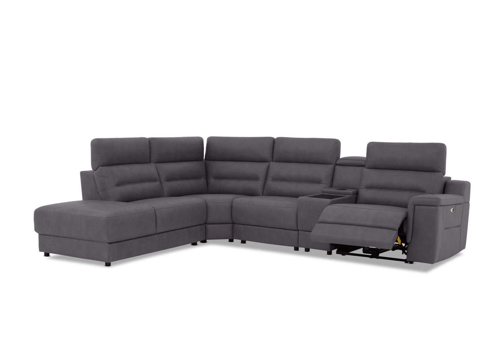 JEFFRIES FABRIC - Corner Lounge with Inbuilt Electric Recliner and LHF Chaise JEFFRIES FABRIC