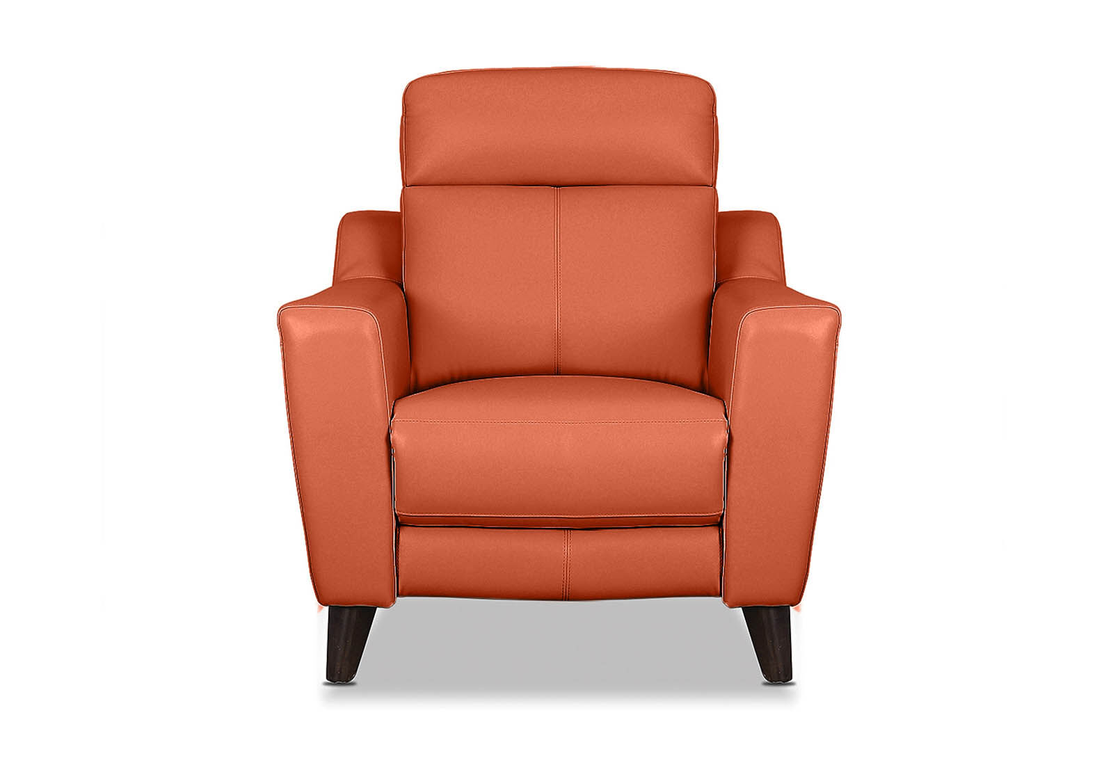 Orange leather shop recliner chair