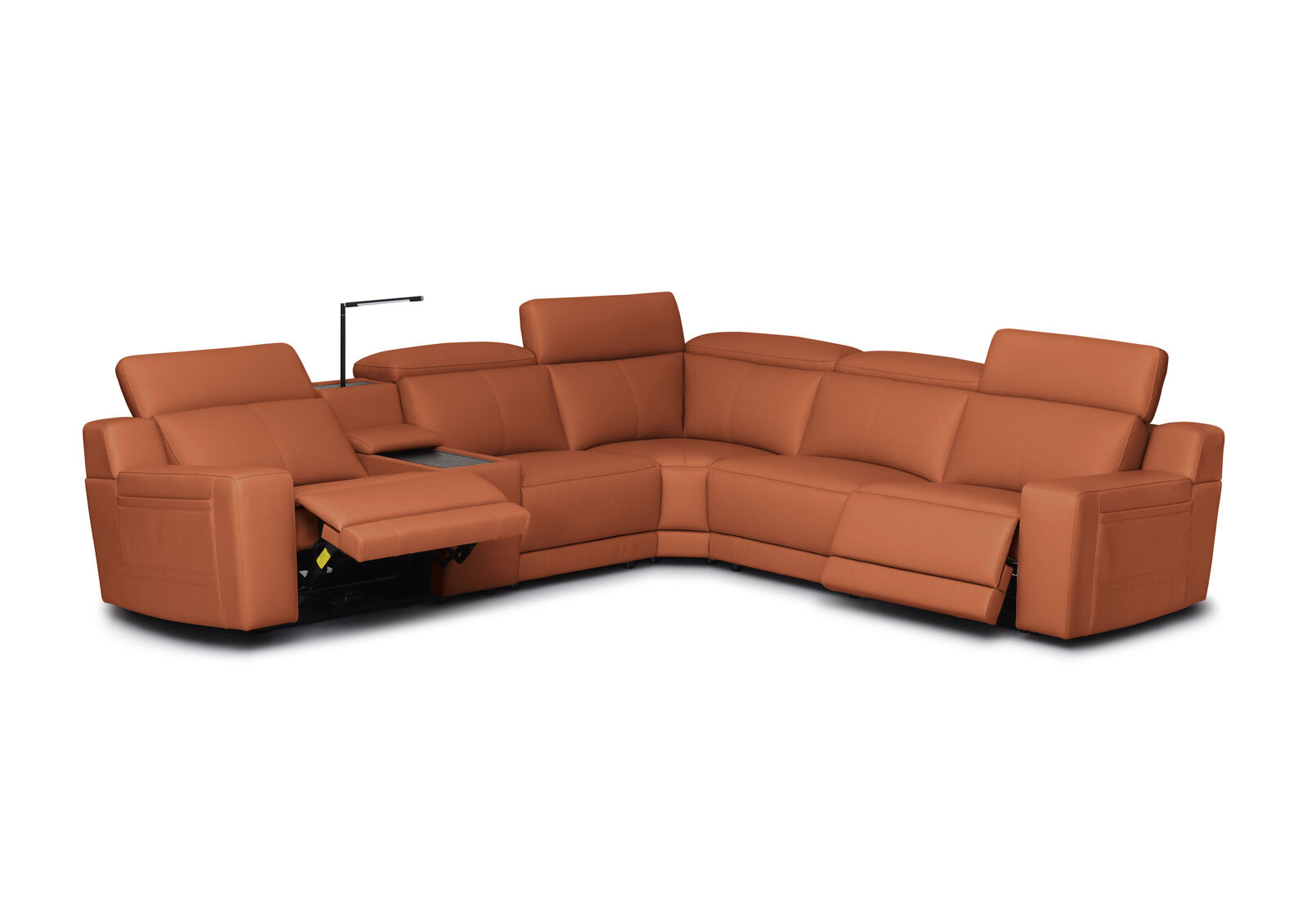 VANTRO LEATHER - Corner Lounge with 2 Inbuilt Electric Recliners and Console VANTRO LEATHER