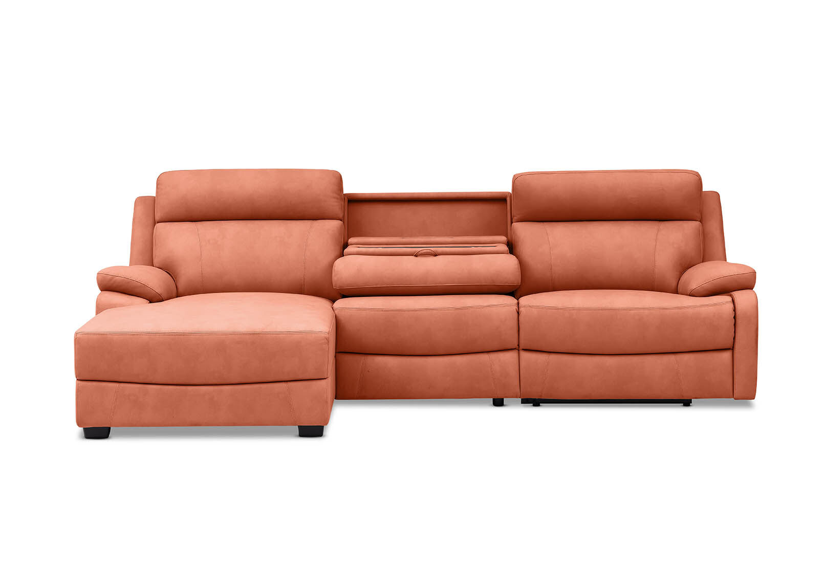 LYNCOLN - Fabric 3.5 Seat Left Hand Facing Chaise with Drop Down Table LYNCOLN