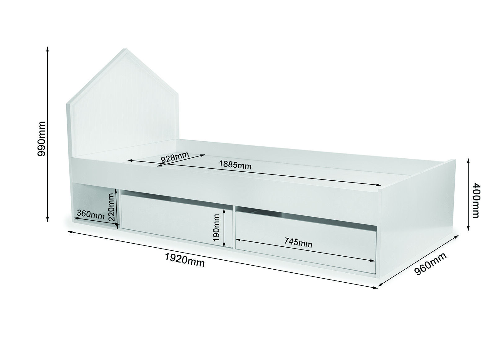 McLEAN - Single Bed House Headboard with Storage McLEAN