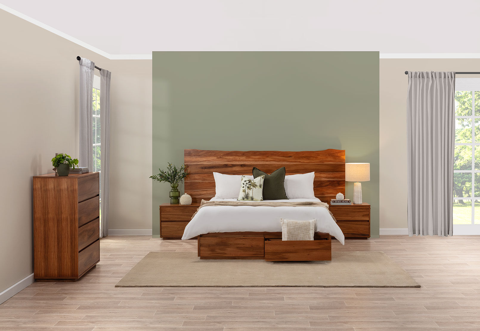 OAKLEY - 4 Piece King Bed Tall Chest Suite OAKLEY