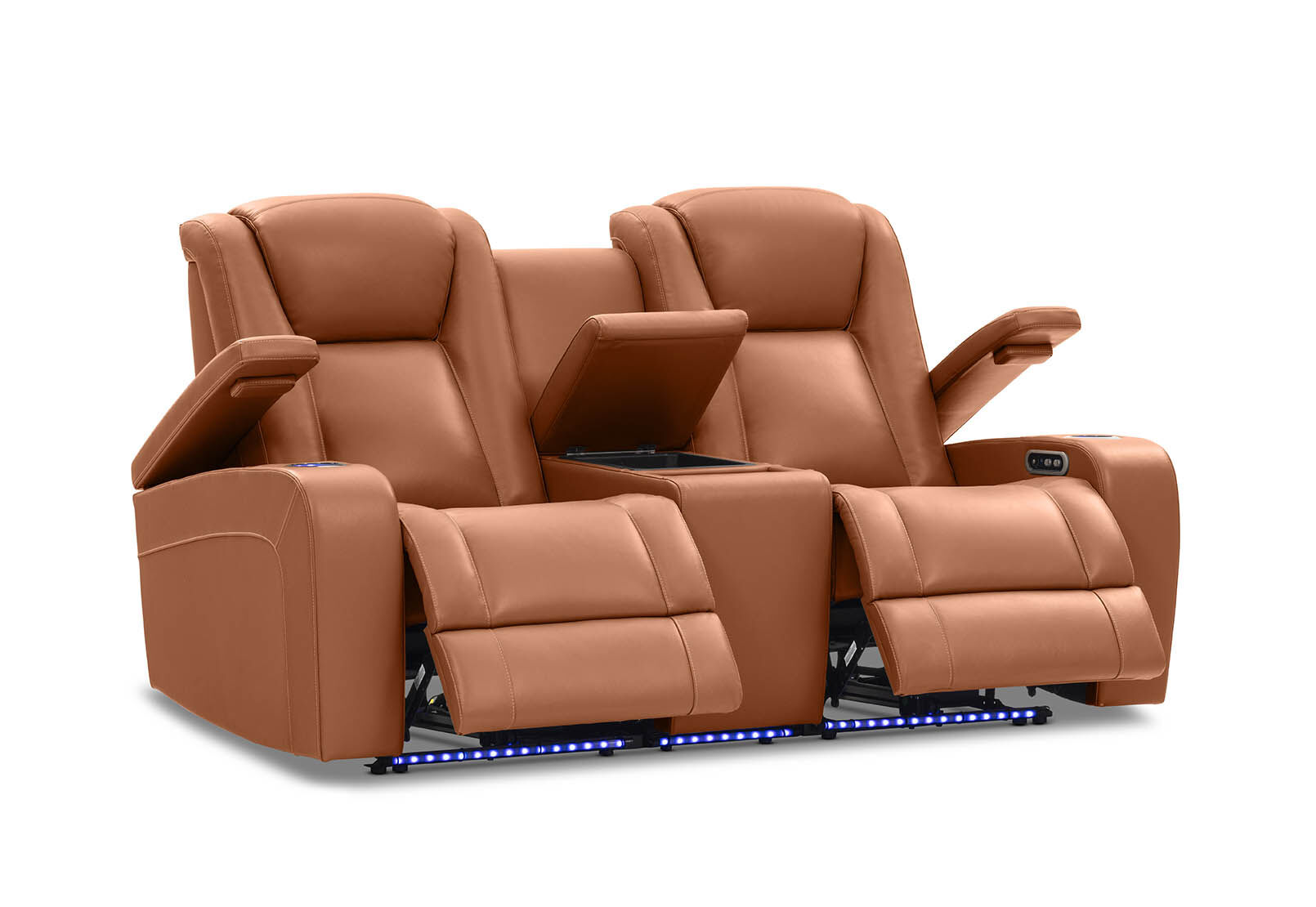 SENTINAL MK2 LEATHER - 2 Seater with 2 Electric Recliners and Console SENTINAL MK2 LEATHER