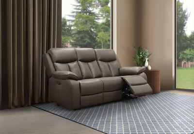DACIA LEATHER - 3 Seater Sofa with 2 inbuilt Electric Recliners