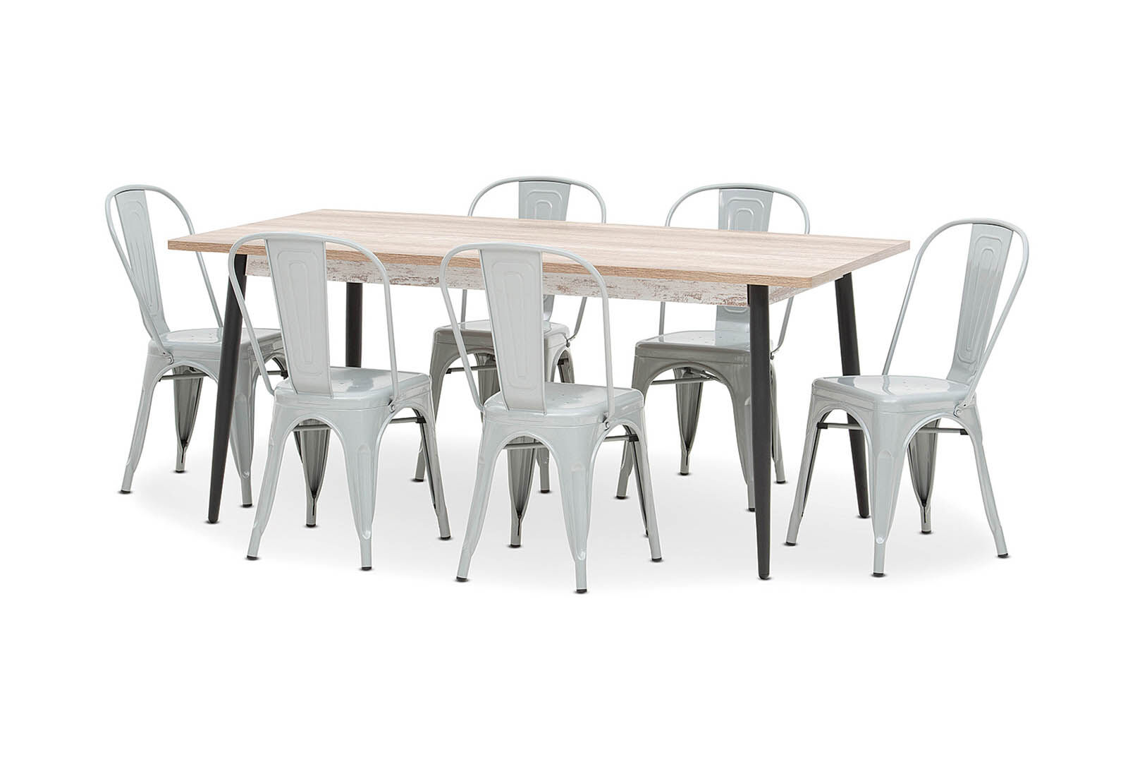 SILVER KORI 7 Piece Dining Suite with Harz Dining Chairs