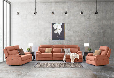 LYNCOLN - Fabric 3.5 Seat Right Hand Facing Chaise with Drop Down Table