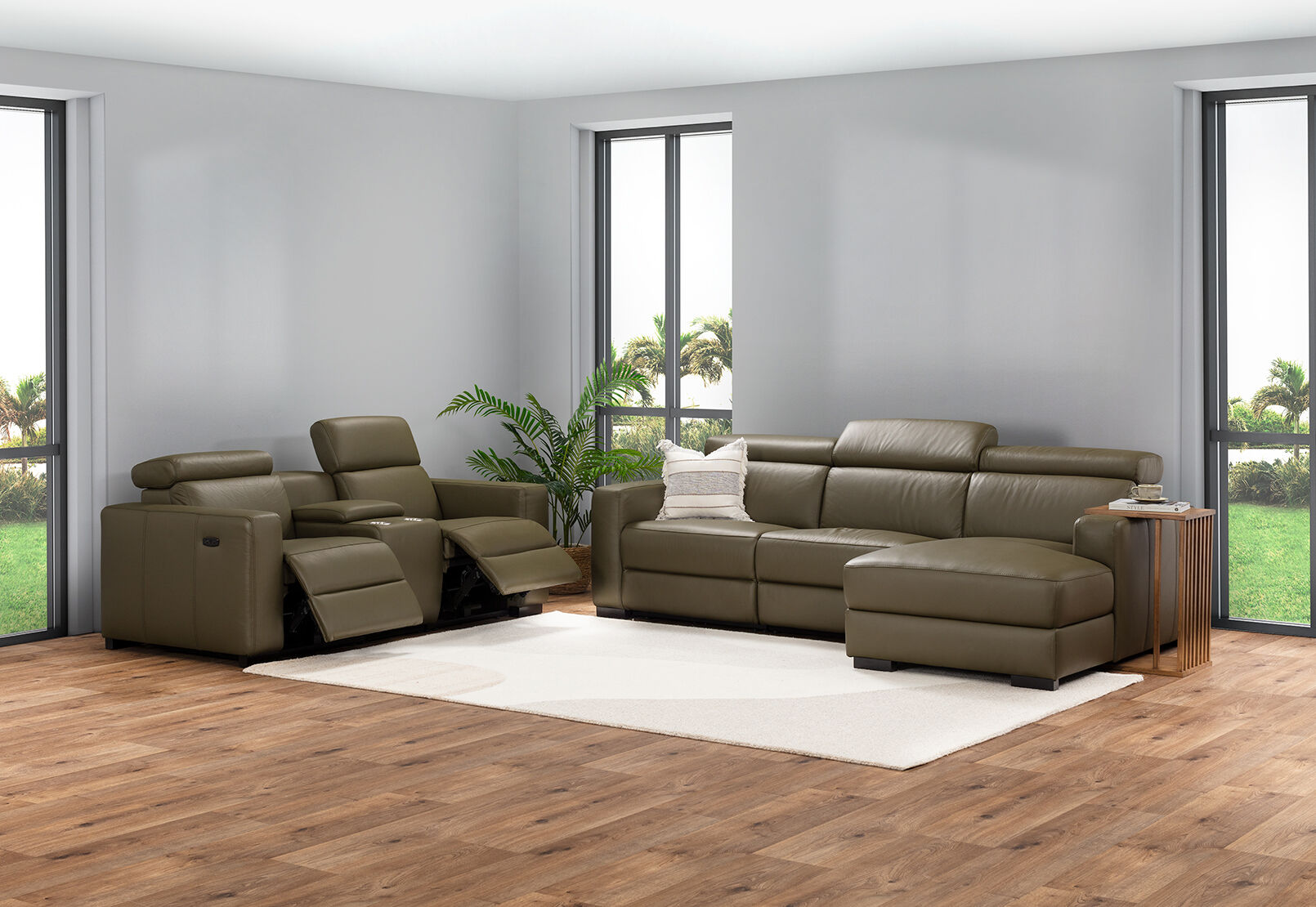 DAMIAN LEATHER - 2 Seater Sofa with 2 inbuilt Electric Recliners DAMIAN LEATHER