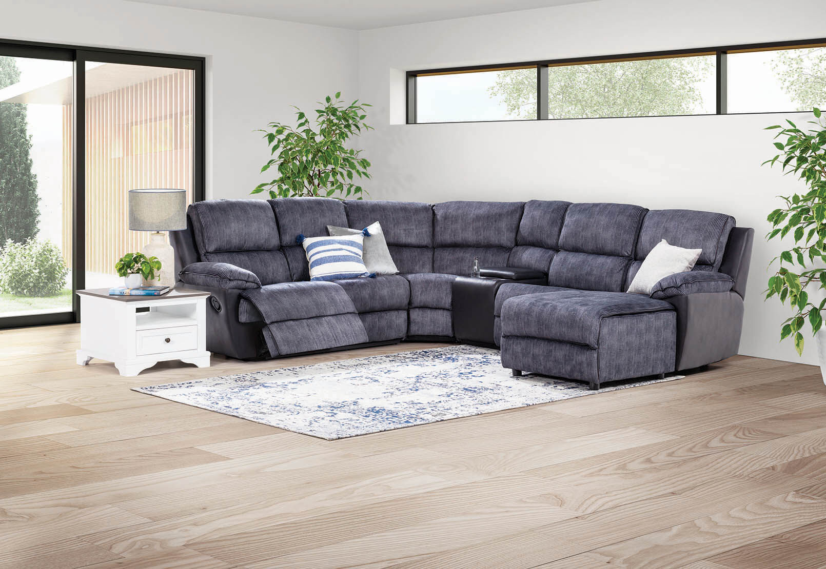 Bourbon fabric modular recliner suite with shop chaise price