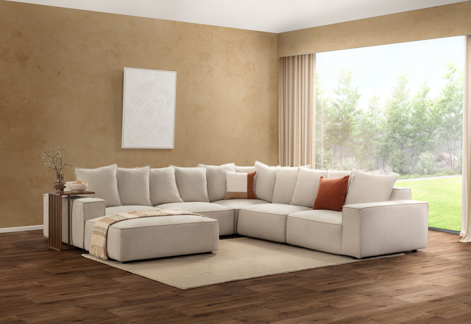 TILLEY FABRIC - Corner Lounge with Ottoman ( Fabric) TILLEY FABRIC