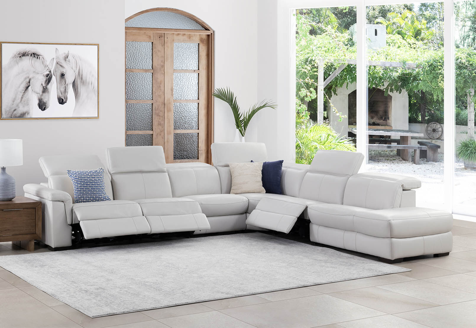 LUCIANO - Fabric Corner Lounge with 3 Inbuilt Electric Recliners and Right-Hand Facing Chaise LUCIANO