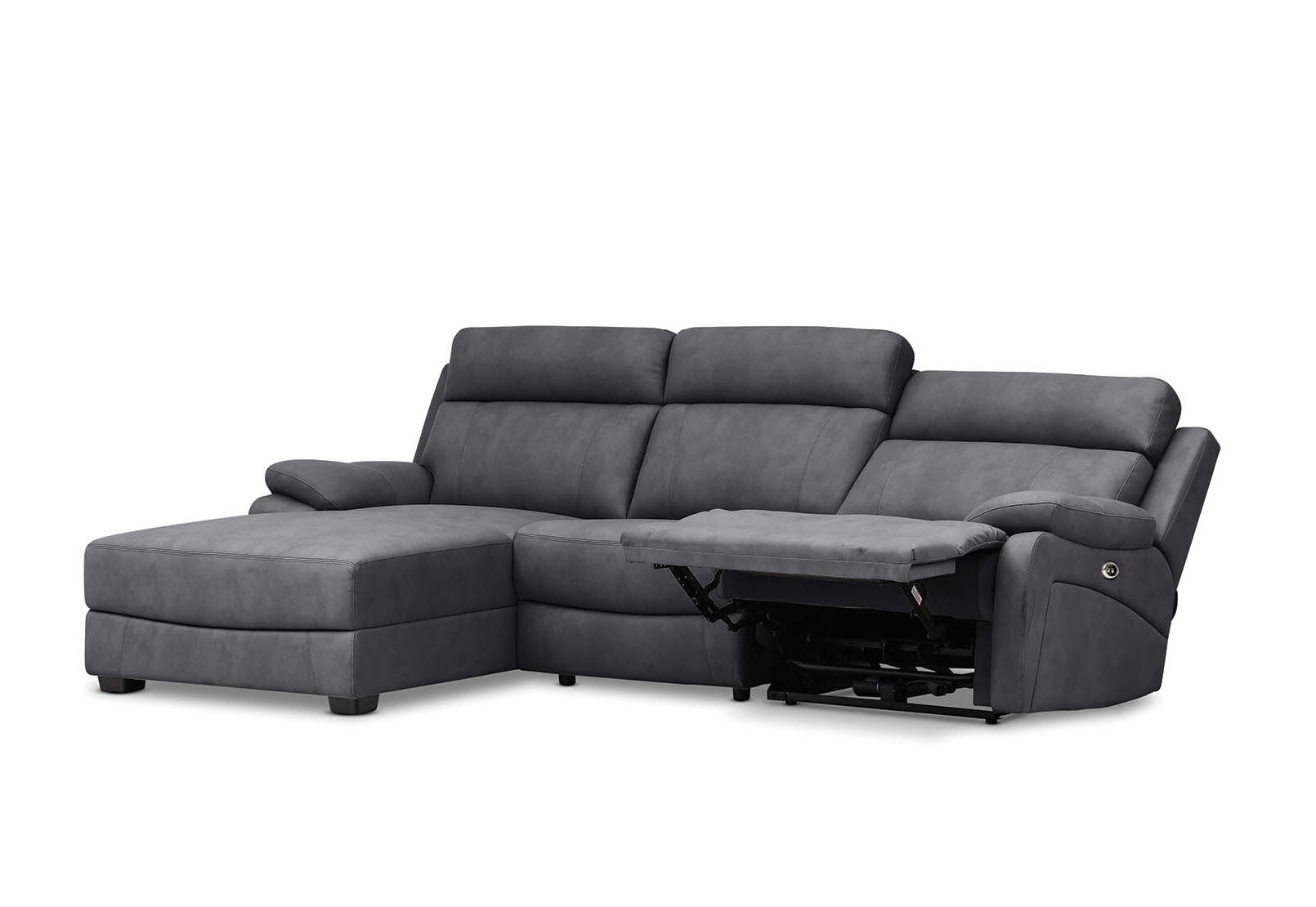 LYNCOLN - Fabric 3.5 Seat Left Hand Facing Chaise with Drop Down Table LYNCOLN