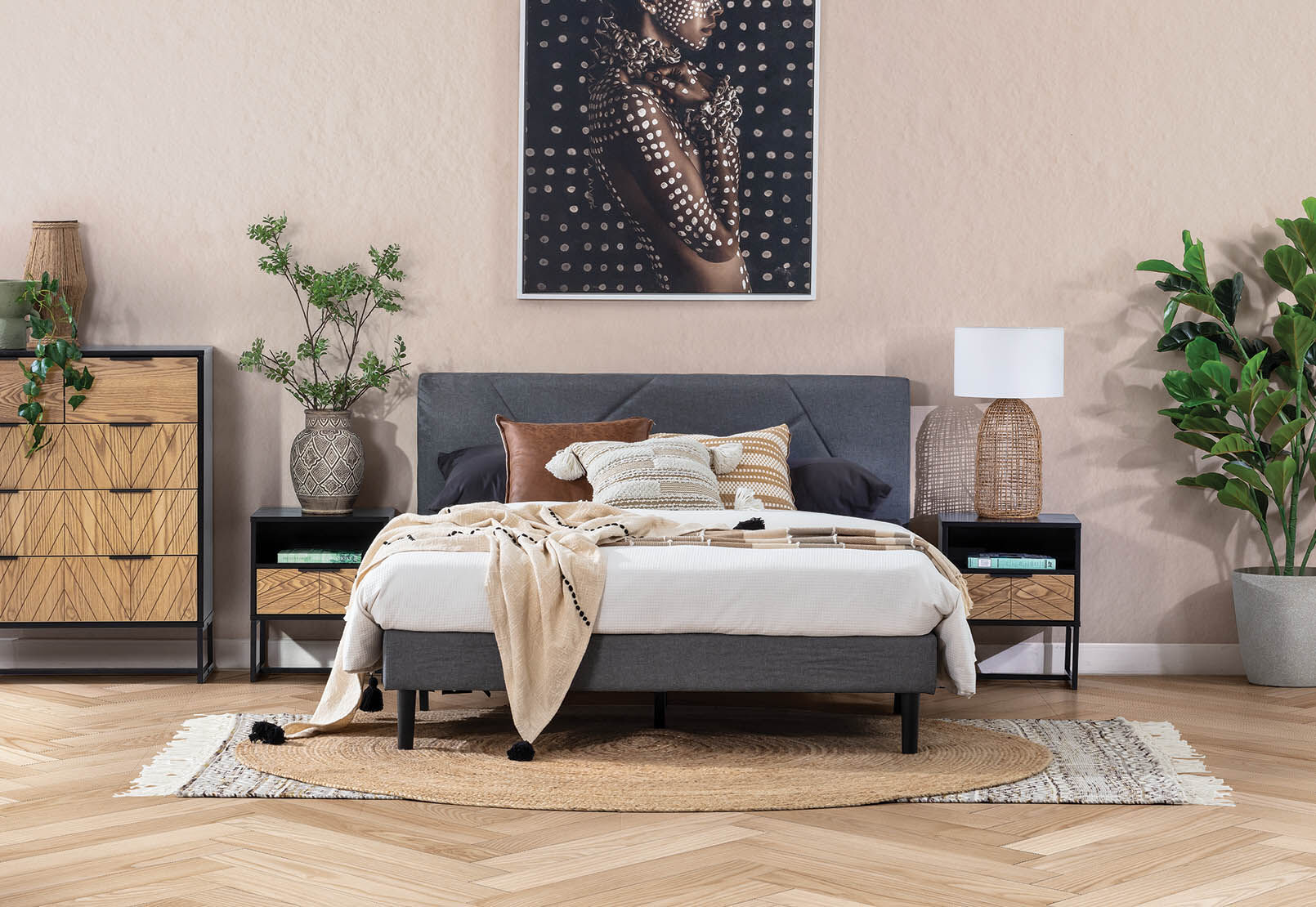 FRAZIER - Dark Grey King Bed FRAZIER