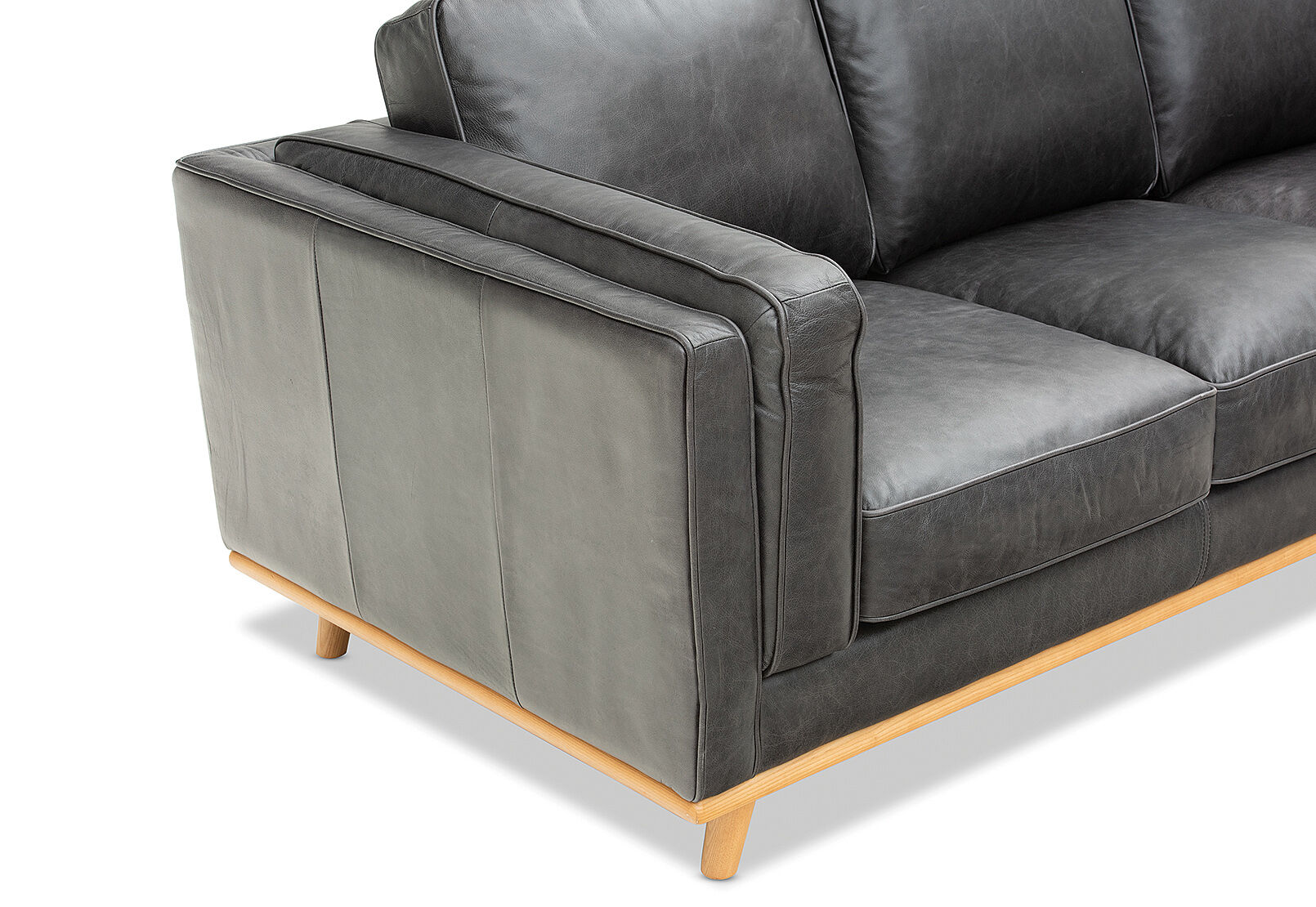 BLACK LORAS LEATHER 3 Seater Sofa