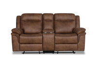 TULSA FABRIC - 2 Seater Manual Recliners with Console TULSA FABRIC