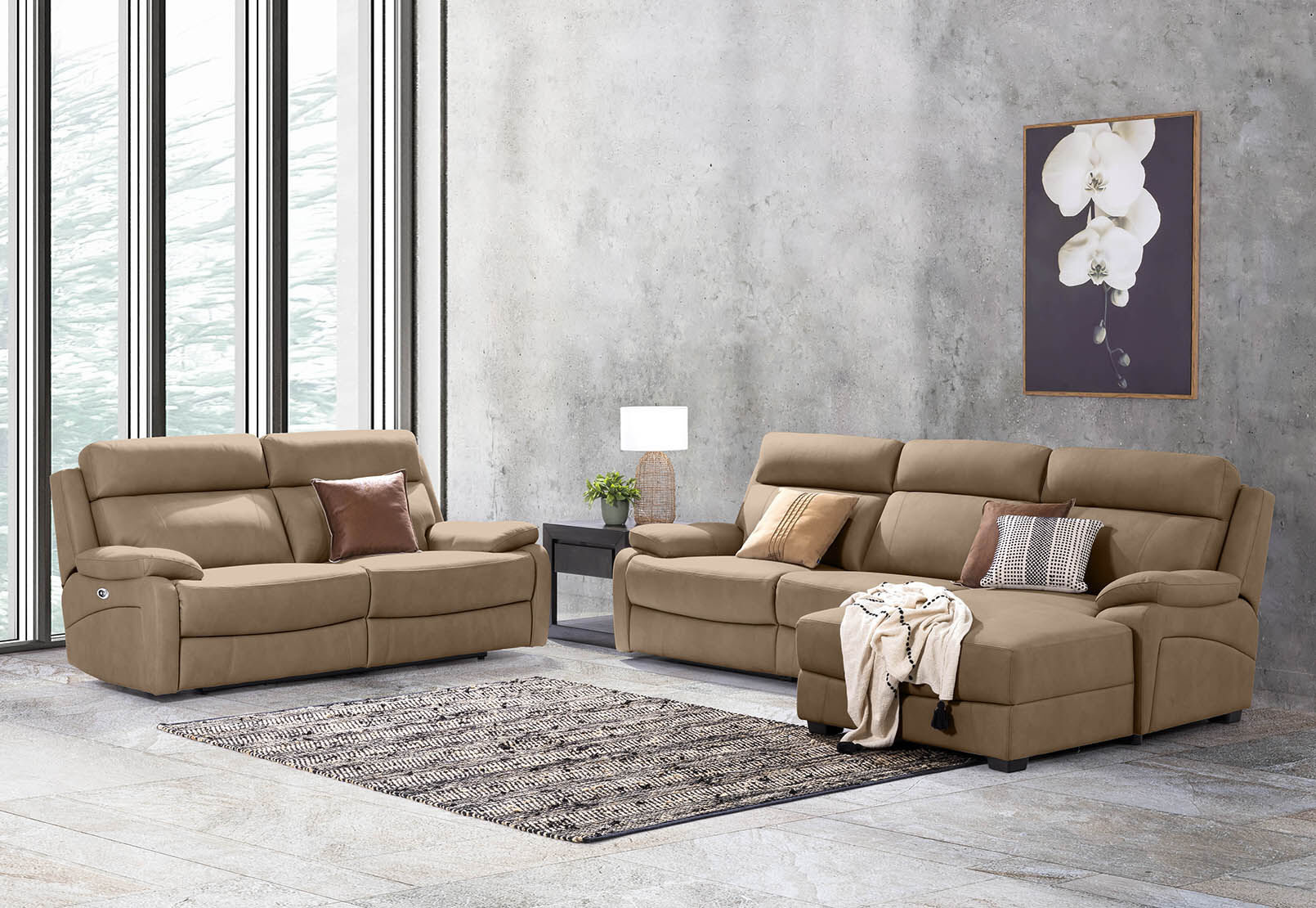 LYNCOLN - Fabric 2.5 Seat Sofa with Inbuilt Electric Recliners LYNCOLN
