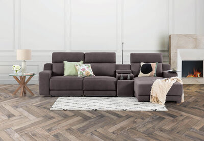 CASSIUS MK2 - Fabric 3 Seater Right-hand Facing Chaise with Inbuilt Electric Recliner