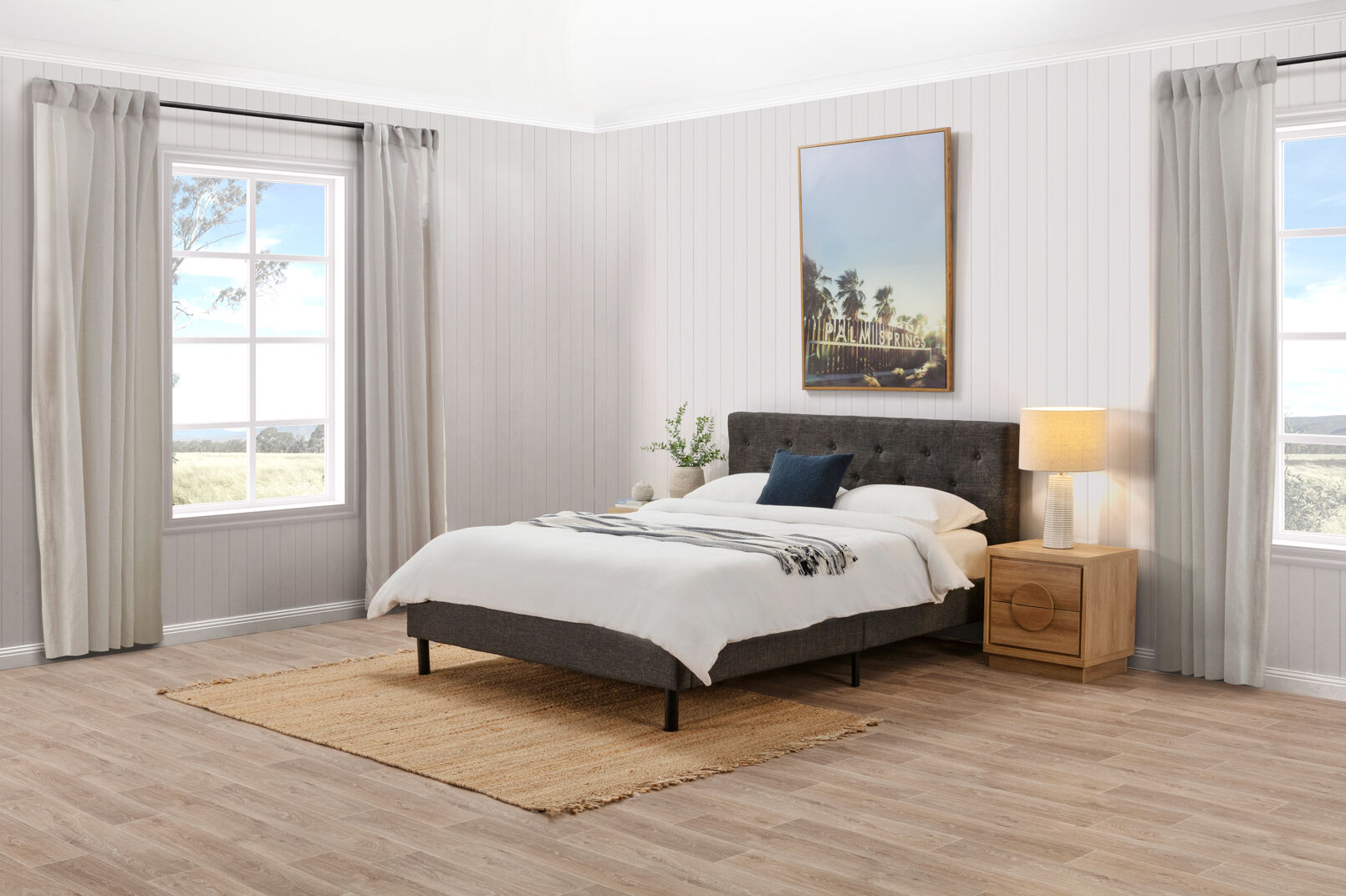 BRIGITTA - Grey Queen Bed BRIGITTA