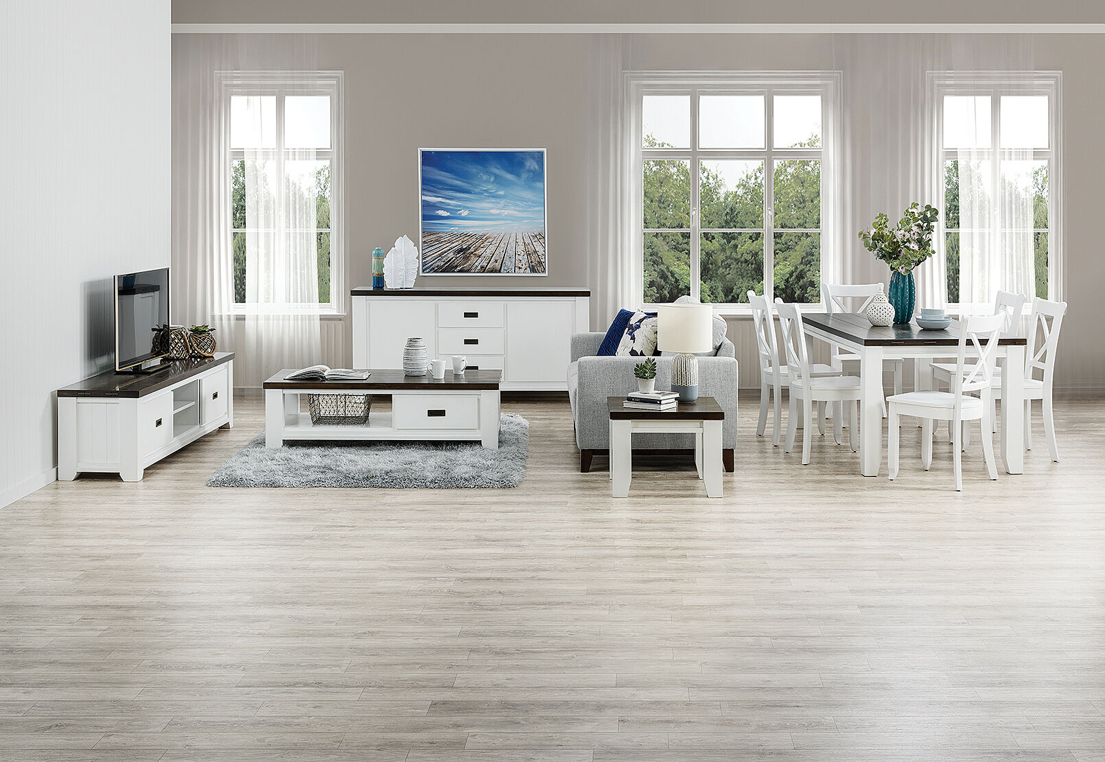 Le Franschhoek 11 Piece Package With Clouds Dining Chairs Amart