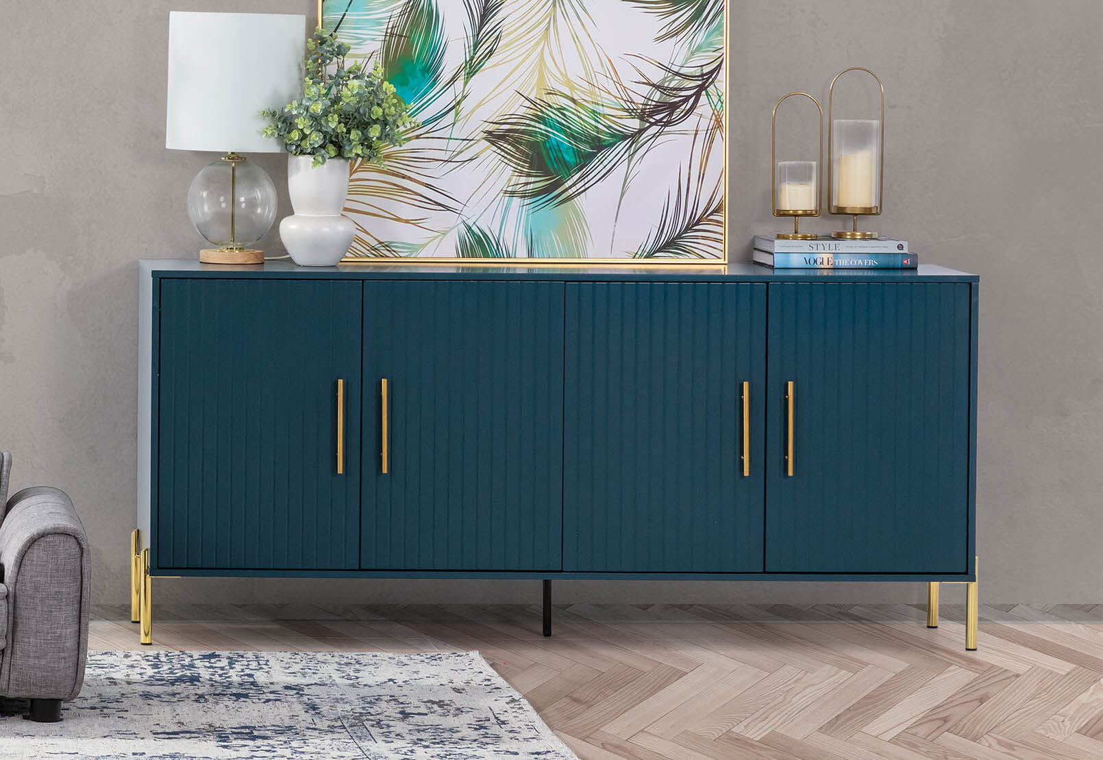 DELGADO - Teal 4 Door Buffet DELGADO