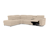 JEFFRIES FABRIC - Corner Lounge with Inbuilt Electric Recliner and LHF Chaise JEFFRIES FABRIC