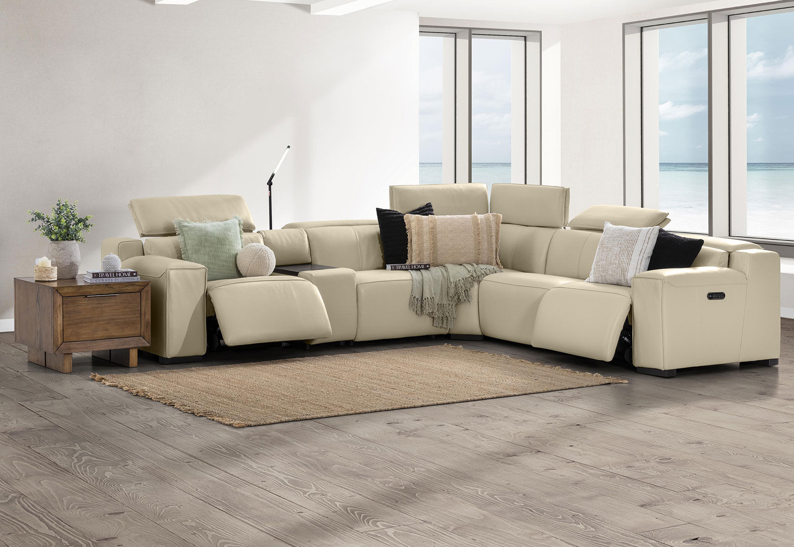 Amart leather sales corner lounge