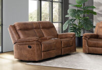 TULSA FABRIC - 2 Seater Manual Recliners with Console TULSA FABRIC
