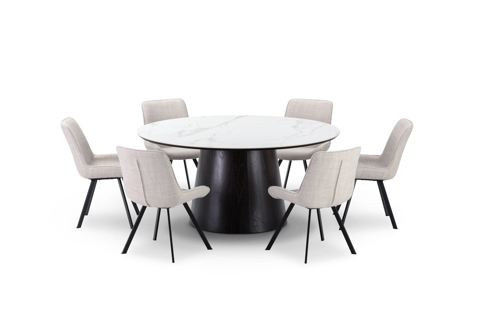 THANOS - 7 Piece Ceramic Dining Suite with Vesta Chairs THANOS