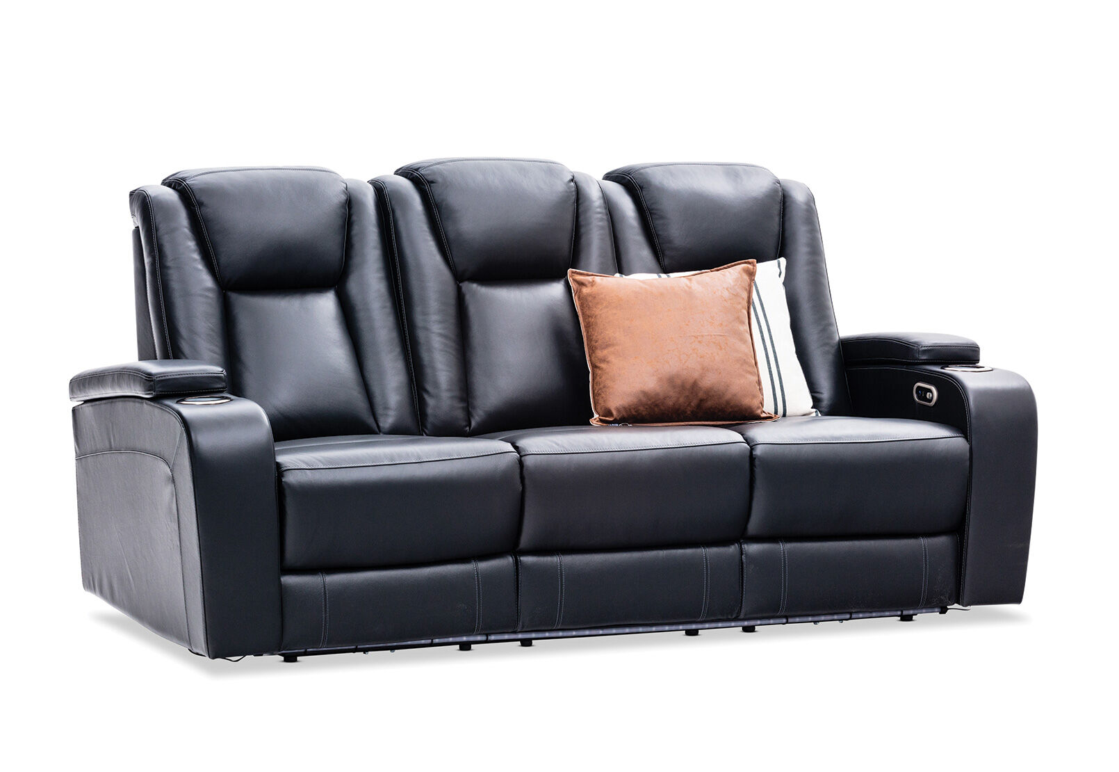 VULCAN - Leather 3 Seat Sofa with 2 Inbuilt Electric Recliners VULCAN