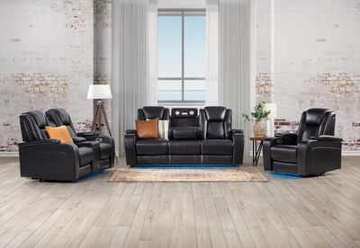 VULCAN - Leather 3 Seat Sofa with 2 Inbuilt Electric Recliners