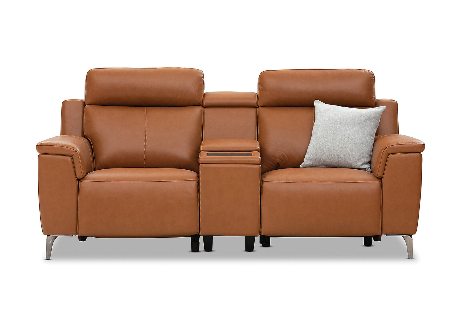 ARISTOTLE - Leather 2 Seater Sofa with Console and 2 Inbuilt Electric Recliners ARISTOTLE