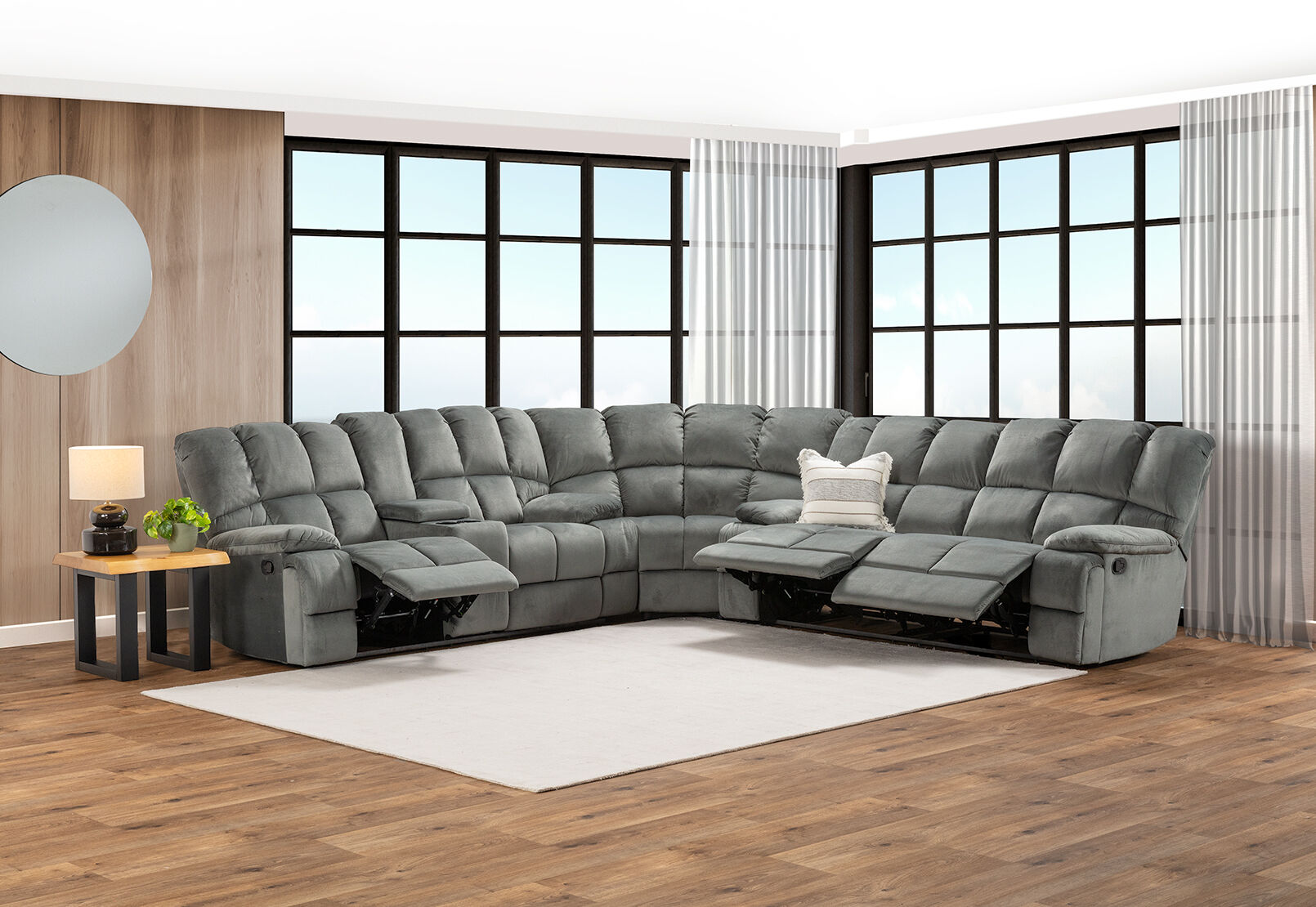 LEBRON FABRIC - Corner with Recliners LEBRON FABRIC