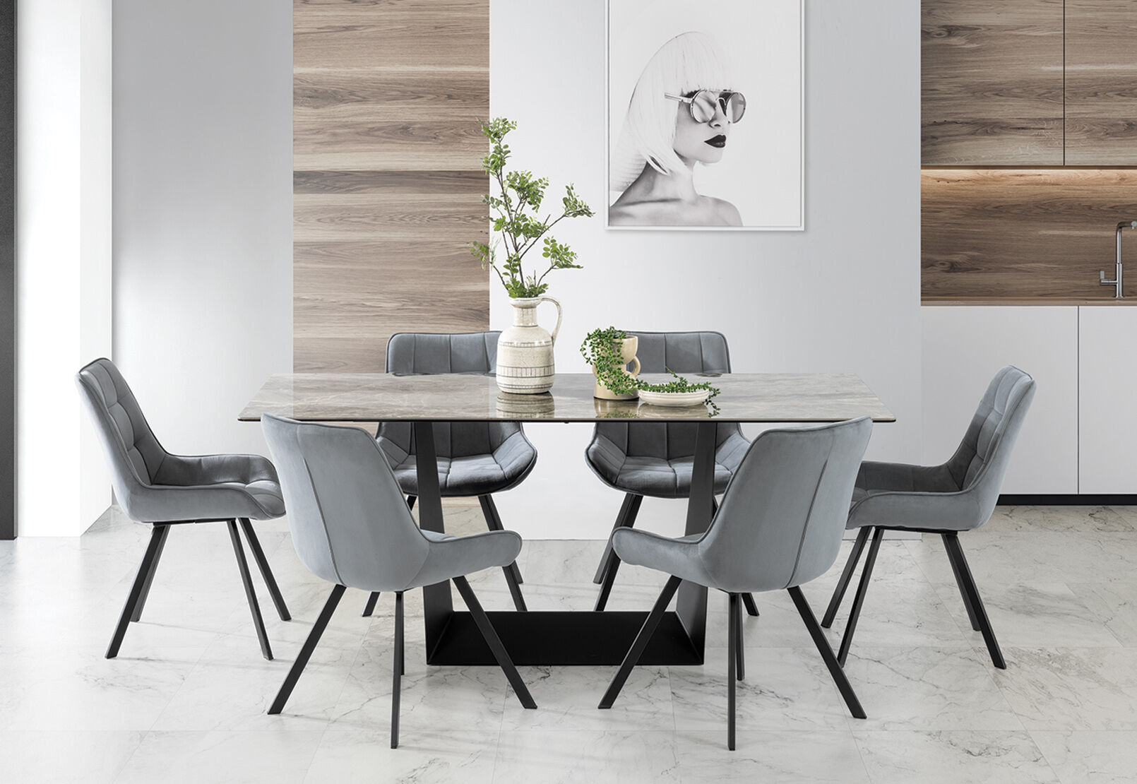 MILAS - 7 Piece Dining Suite with Blaze Dining Chairs MILAS