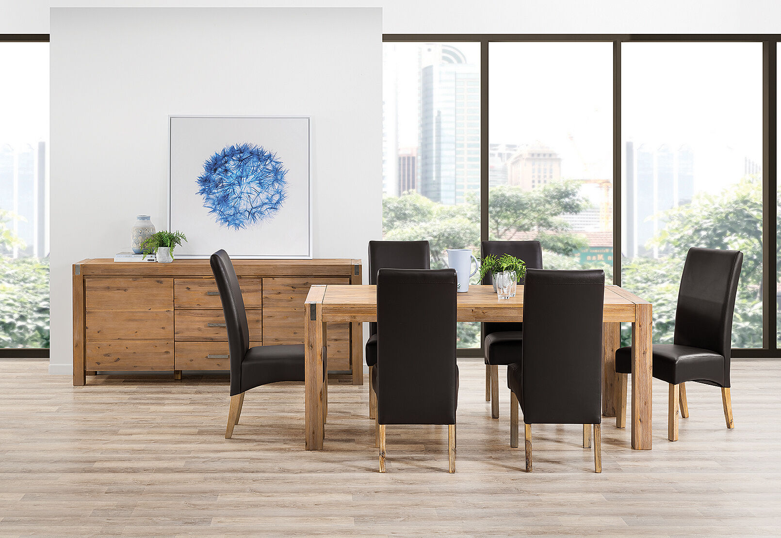 CHOCOLATE/PEWTER SILVERWOOD 7 Piece Dining Suite Amart Furniture