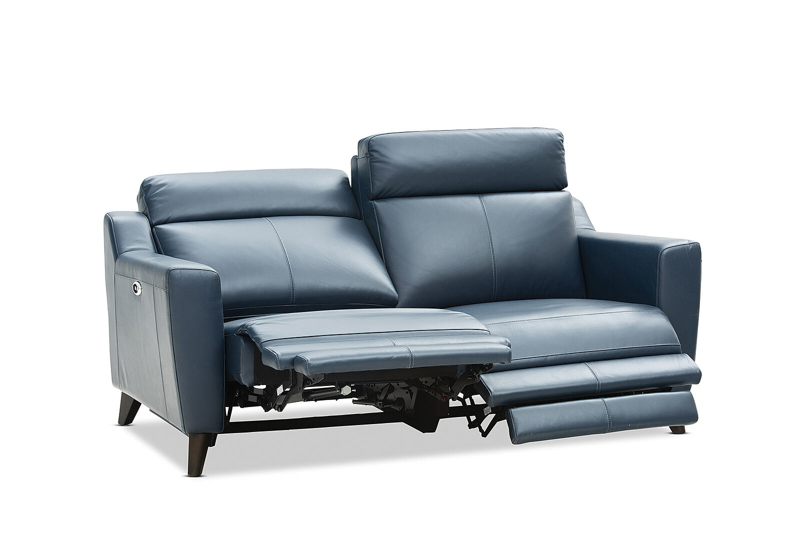 NAVY HUGH Leather 2.5 Seater with Inbuilt Electric Recliners Amart