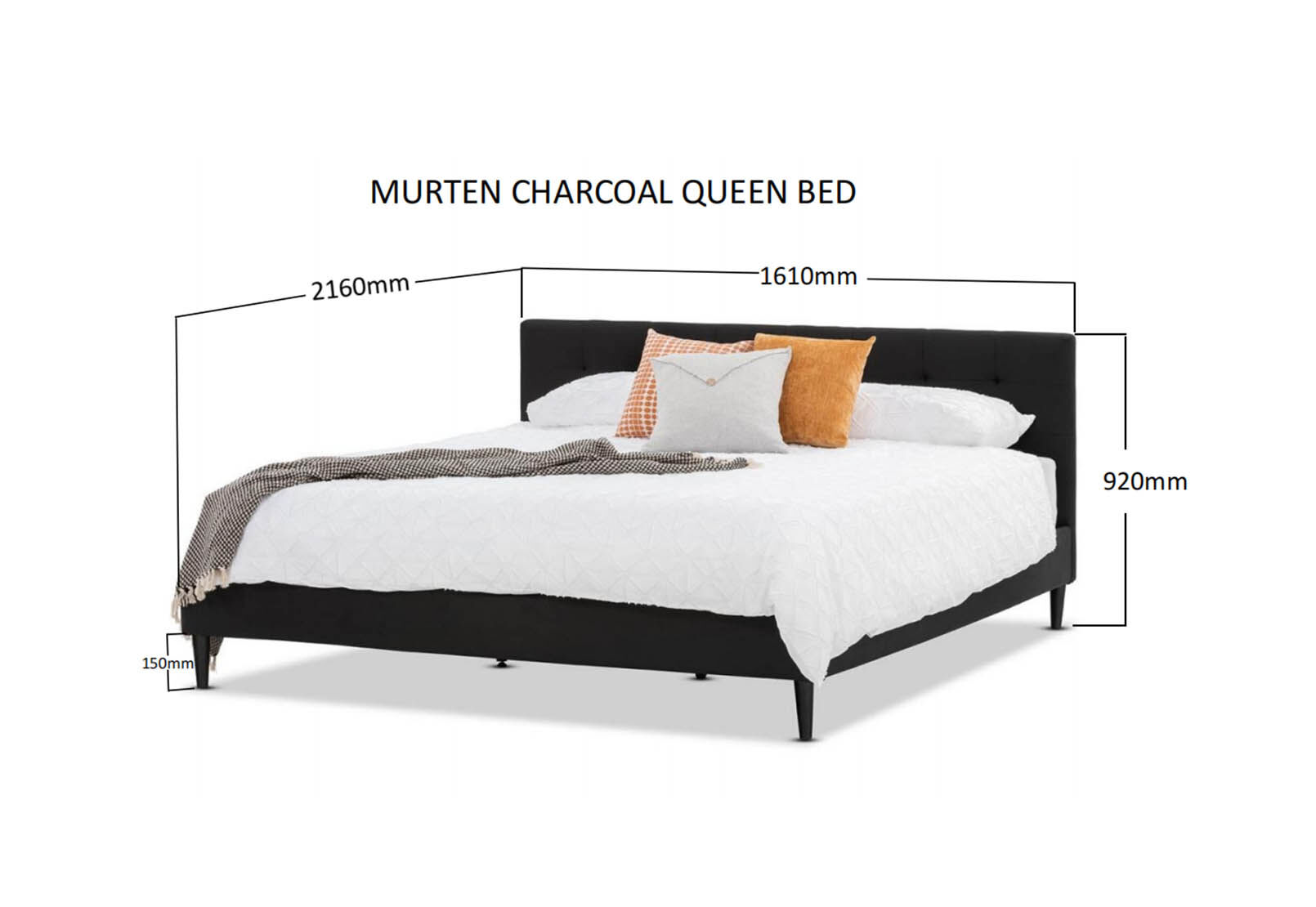 MURTEN - Charcoal Queen Bed MURTEN