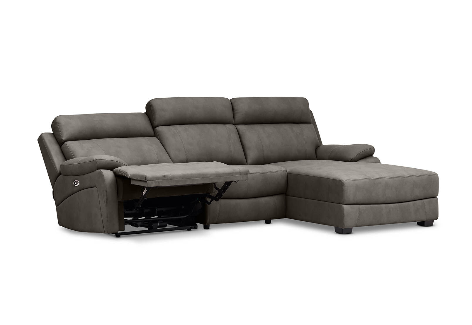 LYNCOLN - Fabric 3.5 Seat Right Hand Facing Chaise with Drop Down Table LYNCOLN