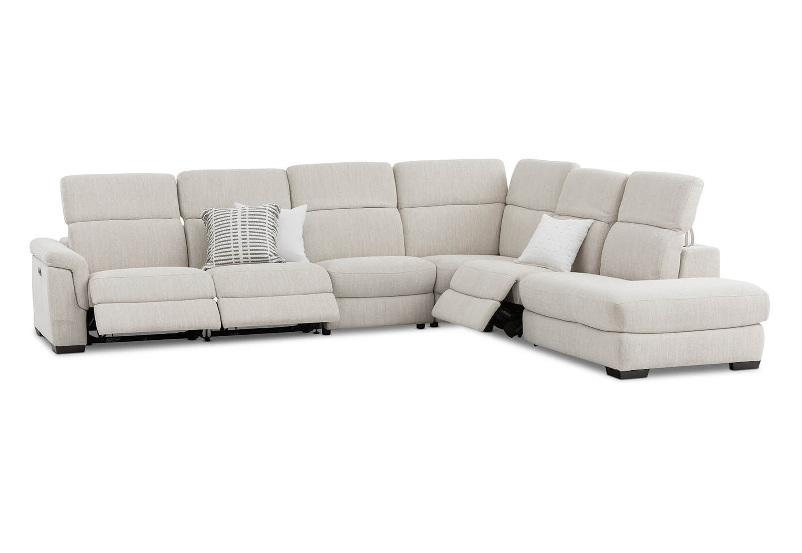 LUCIANO - Fabric Corner Lounge with 3 Inbuilt Electric Recliners and Right-Hand Facing Chaise LUCIANO