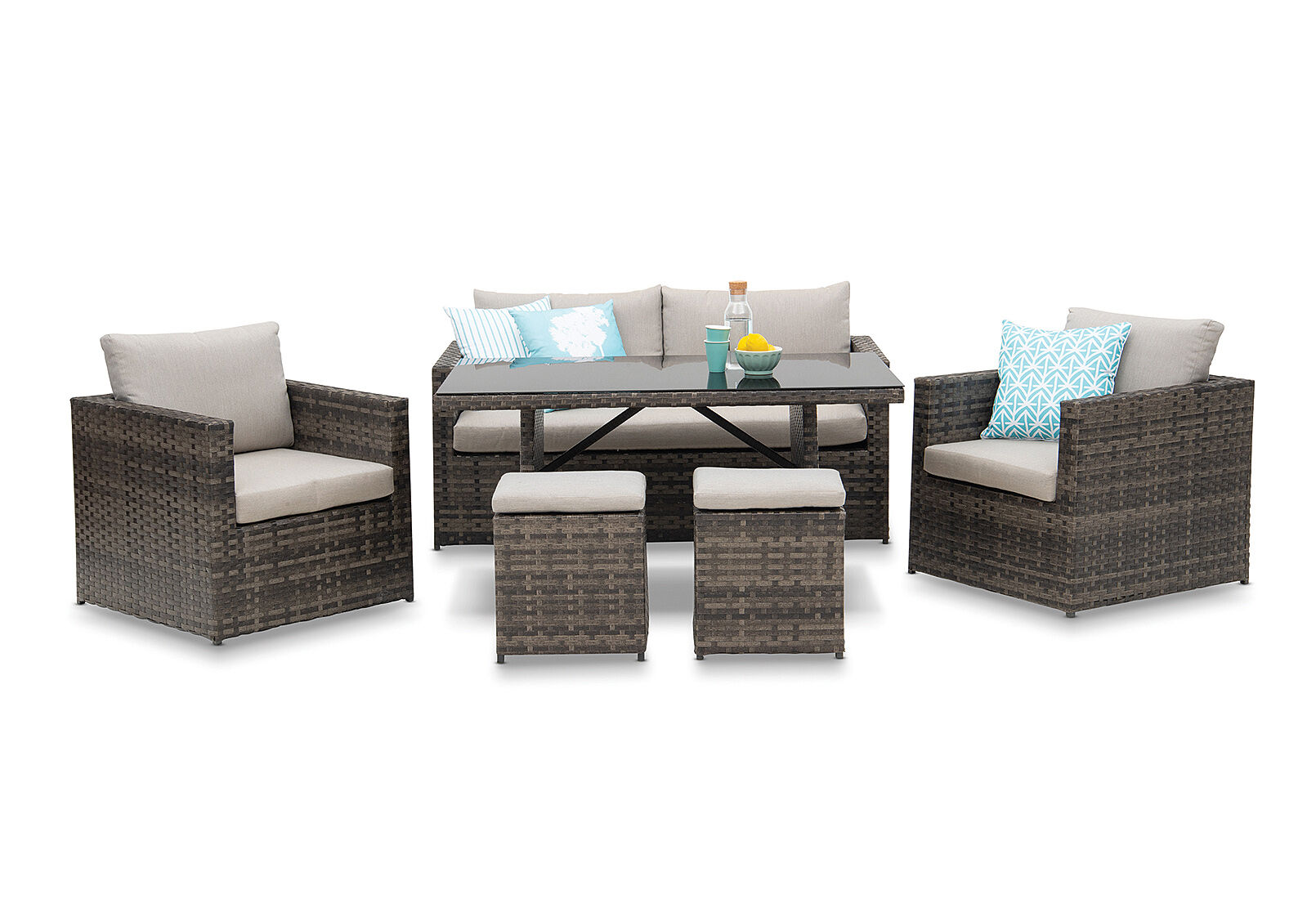 Taupe Charcoal Riva Outdoor Lounge Dining Setting Amart Furniture